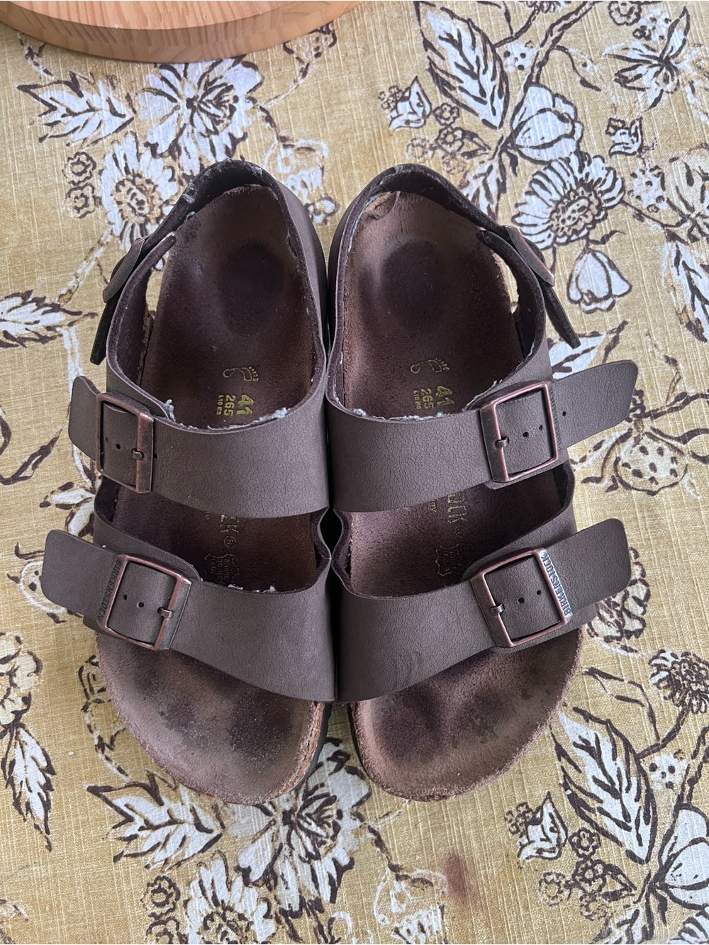 Birkenstock Brown Double-Strap Sandals with Buckles
